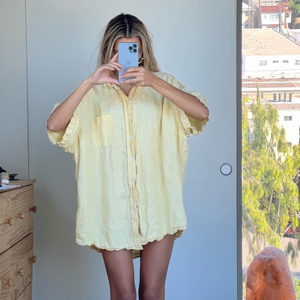 Oversized linen yellow shirt